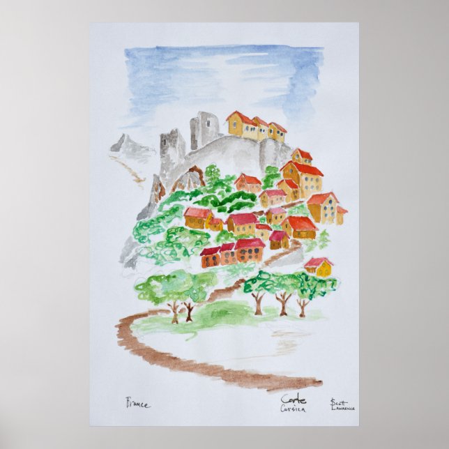 Pôster Estrada para a Fortaleza de Corte | Córsega, Franç (Frente)