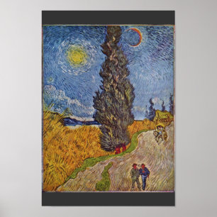 Poster Estrada secundária com os ciprestes por Vincent