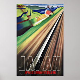Poster Estradas de ferro de Japão das viagens vintage