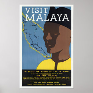 Poster Estradas de ferro de Malaya Malaysia da visita