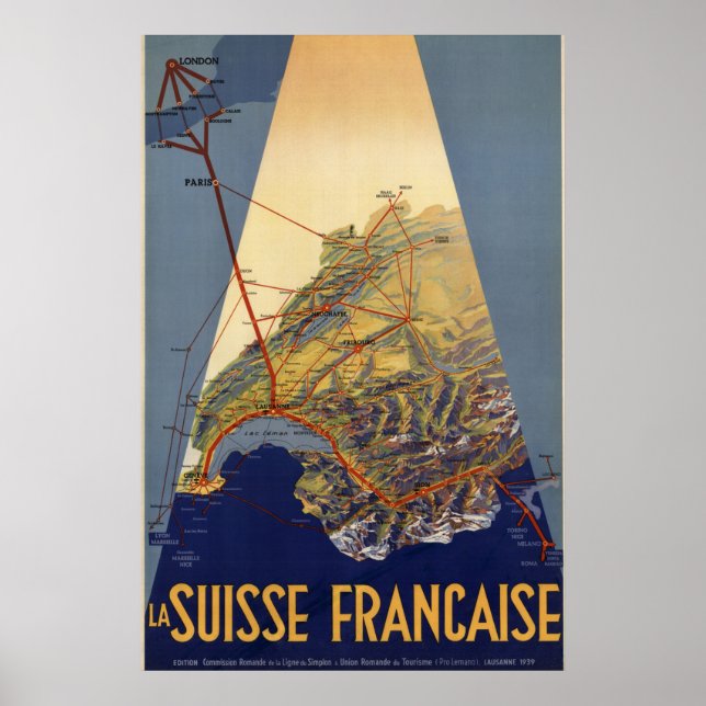 Poster Estradas-férreas de Suiça (Frente)