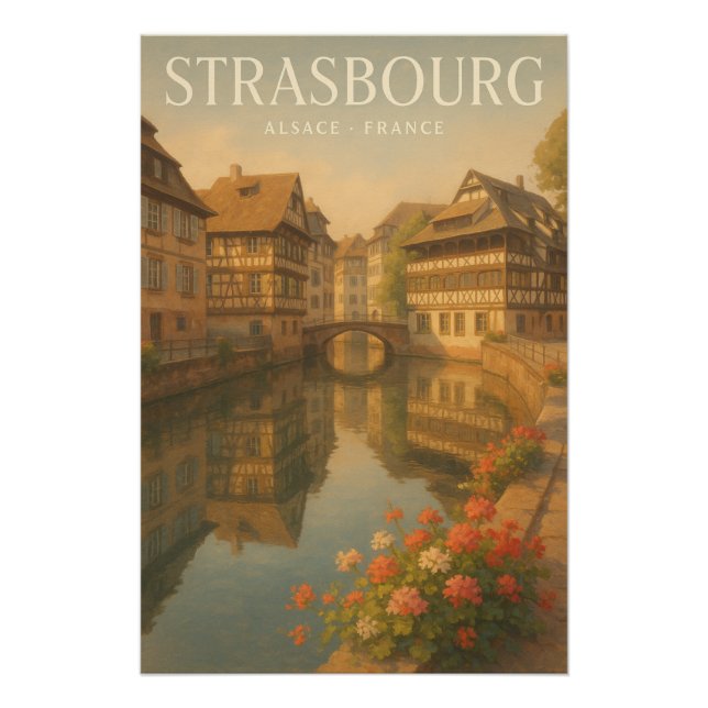 Pôster Estrasburgo — cidade romântica da França (Frente)