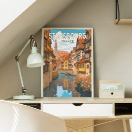 Poster Estrasburgo França Viagem Arte Vintage