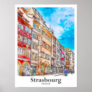 Poster Estrasburgo França Viagem Watercolor