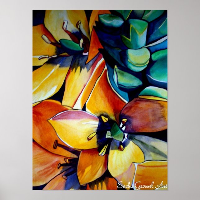 Pôster Estrela Amarela de Bethlehem flor aquarela (Frente)