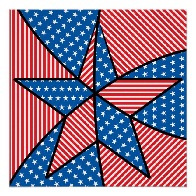 Pôster Estrela Americana Patriótica (Frente)