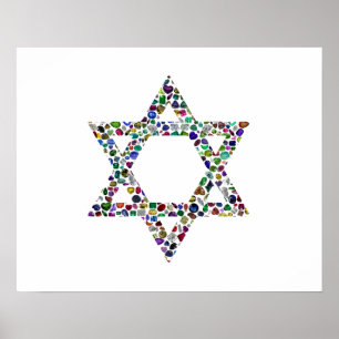 Poster Estrela de David feita com Gemstones em Todas as C