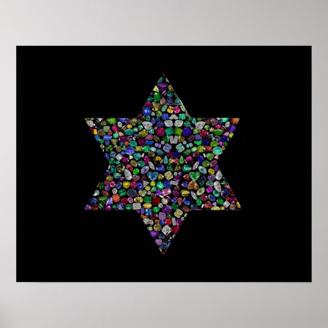Poster Estrela de David feita com Gemstones em Todas as C (Frente)