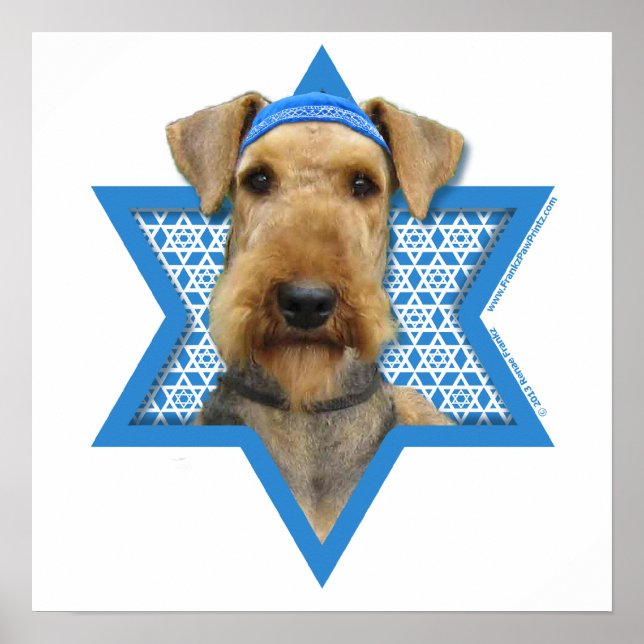 Poster Estrela de Hanukkah de David - Airedale Terrier (Frente)