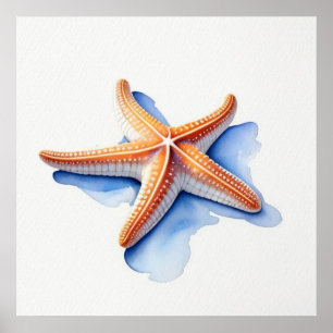 Poster Estrela do Mar e Silhueta Azul