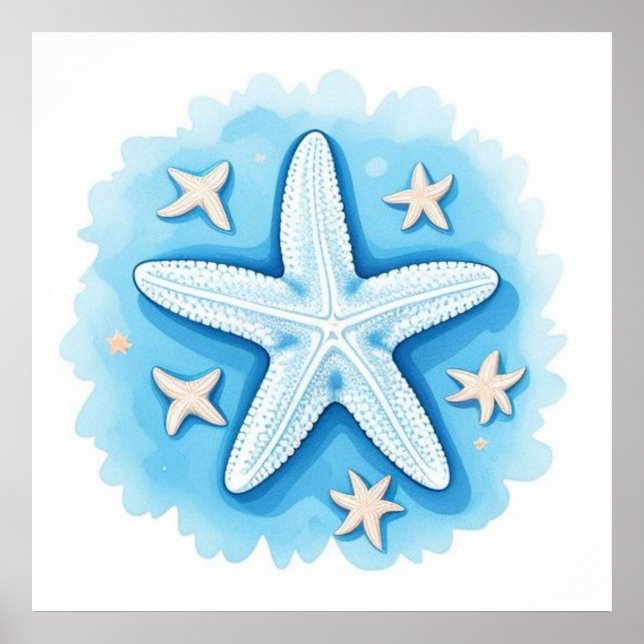 Poster Estrela-do-mar em Azul (Frente)