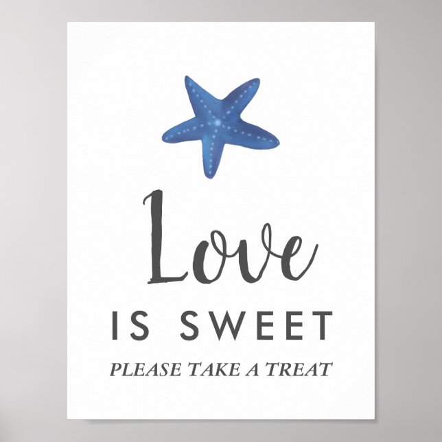 Poster Estrela do mar | Ocean Wedding Love Is Sweet Sign (Frente)