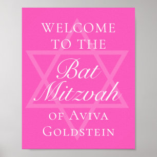 Poster Estrela do Partido Bat Mitzvah, rosa-quente, de Da