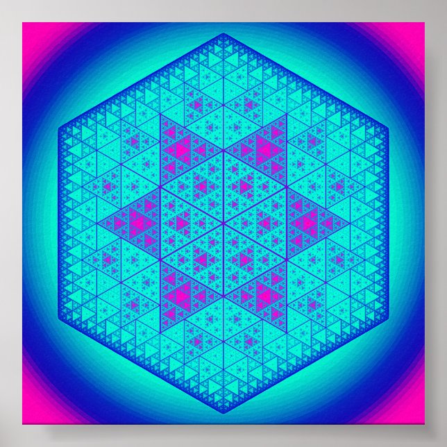 Poster Estrela hexágona do triângulo Sierpinski (Frente)