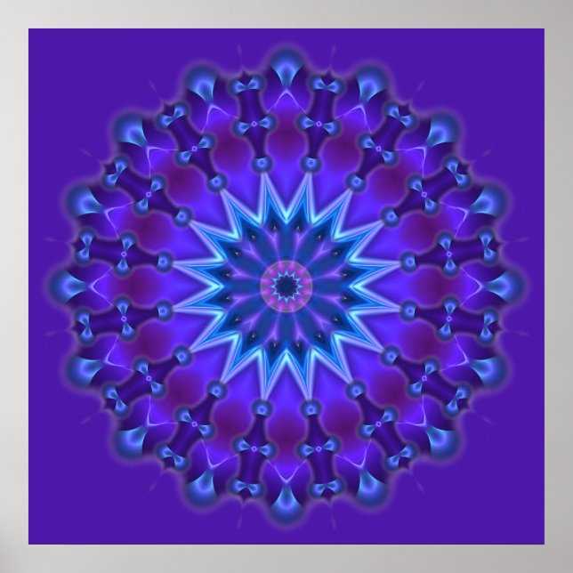 Poster Estrela Mandala em azul | violeta (Frente)
