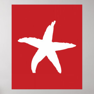 Pôster Estrela Náutica Vermelha e Branca