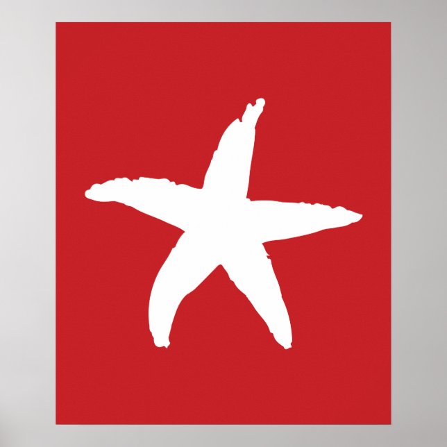 Pôster Estrela Náutica Vermelha e Branca (Frente)