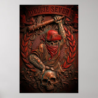 Poster Estrela Vermelha de Belgrado Ultras Hooligan Em re