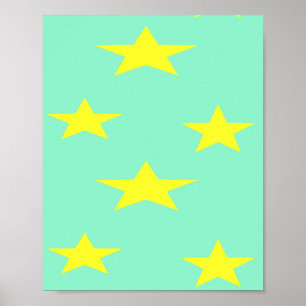Poster Estrelas amarelas na turquesa