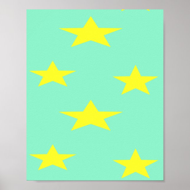 Poster Estrelas amarelas na turquesa (Frente)