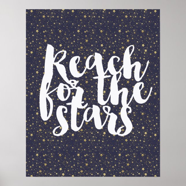 Poster Estrelas Azuis de Marinho Dourado dispersas (Frente)