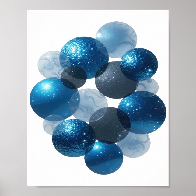Poster Estrelas Azuis de Prata Modernas (Frente)