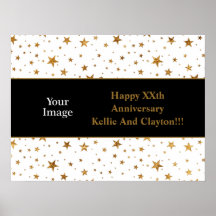 Estrelas Brancas/Douradas com Po de Aniversário de