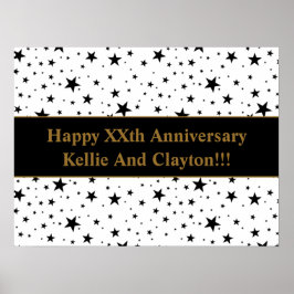 Poster Estrelas Brancas/Pretas Personalizadas com Anivers