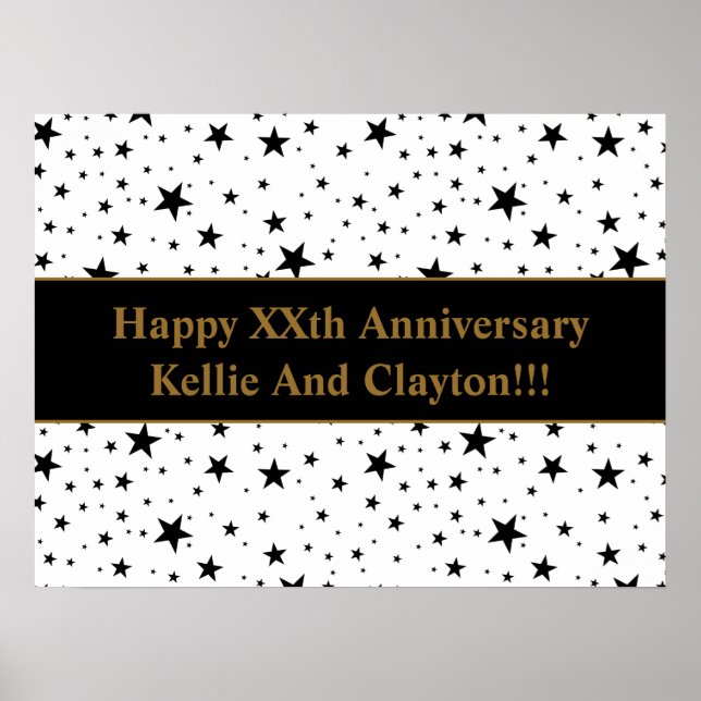 Poster Estrelas Brancas/Pretas Personalizadas com Anivers (Frente)