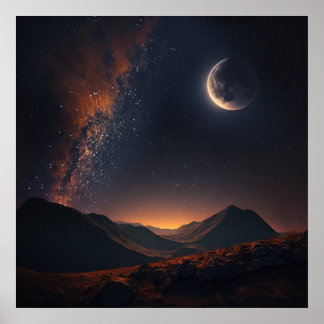 Poster Estrelas brilham no céu e na lua -3