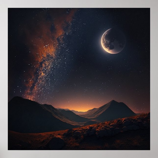 Poster Estrelas brilham no céu e na lua -3 (Frente)