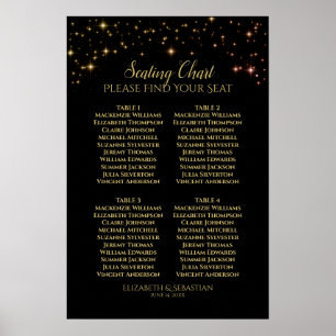 Poster Estrelas Brilho Dourado 4 Mesa Gráfico de Assentos