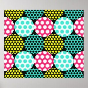 Poster estrelas círculos padrão uniforme em pop multico