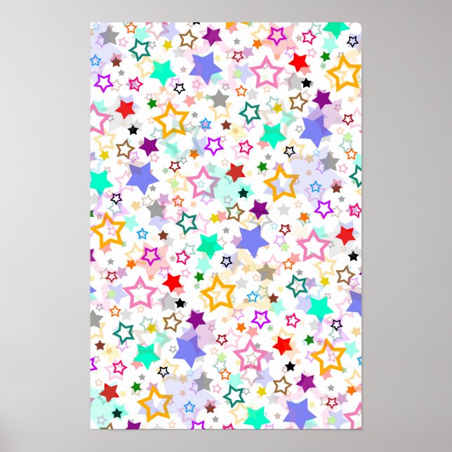 Poster Estrelas Coloridas Brancas  (Frente)