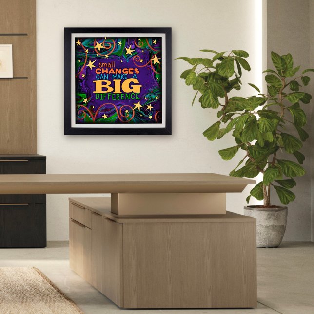 Poster Estrelas Coloridas Pequenas Alterações Inspiradora (Fun, inspirational Classroom Poster by inspirivity )