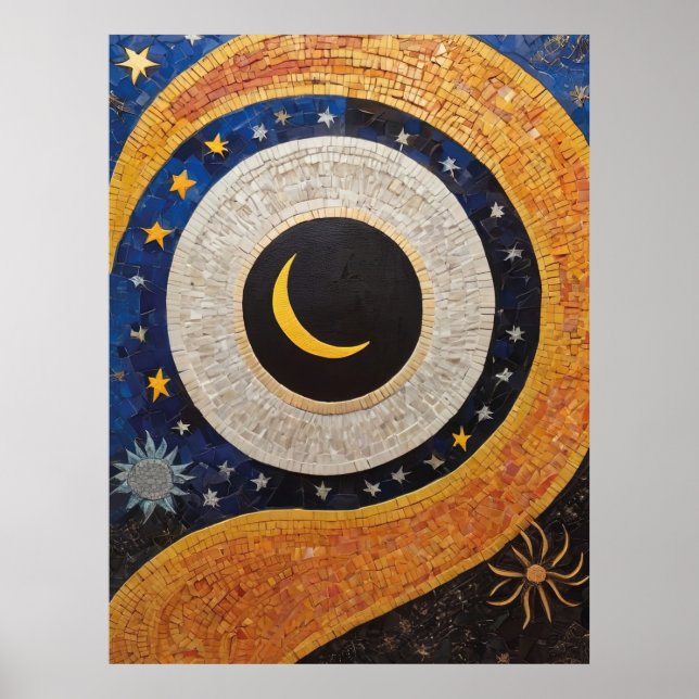 Poster Estrelas da Lua Celestial Harmonia Mosaica Sun (Frente)