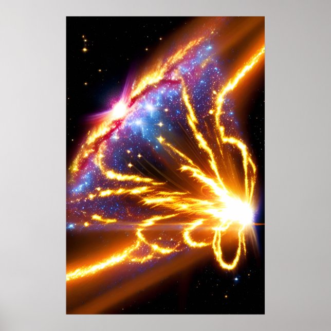 Poster Estrelas de Incêndio Espacial Galáxia Elétrica Céu (Frente)