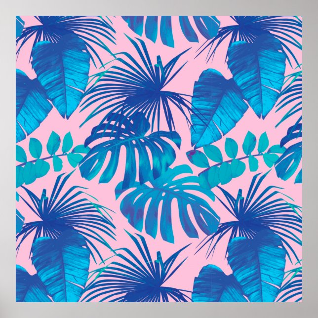 Poster Estrelas de listras de papel digital tropical (Frente)