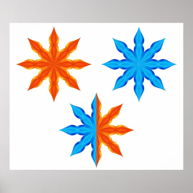 Poster Estrelas de Oito Pontas de Fogo e Gelo (Frente)
