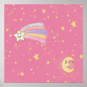 Poster Estrelas doces e lua a rosa
