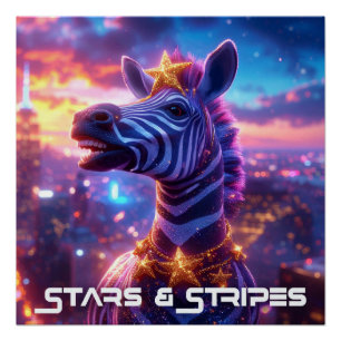 Pôster Estrelas e faixas com ZEBRA ZANZIBAR