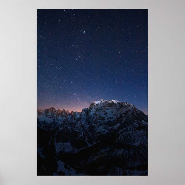 Poster Estrelas e montanhas de neve (Frente)