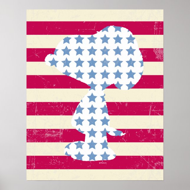 Poster Estrelas e Stripes de Vintage Snoopy (Frente)