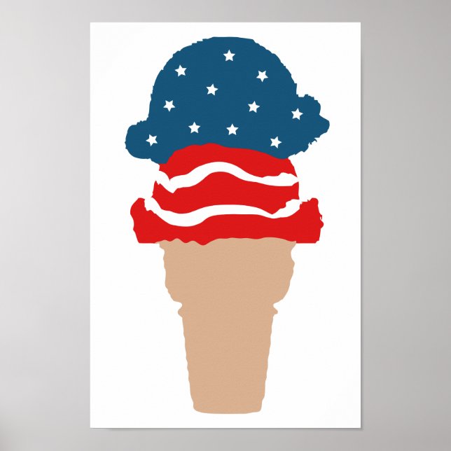 Poster Estrelas e Stripes Sorvete Cone (Frente)