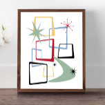 Poster Estrelas em Quadrados Atômicos e Meio século de Bo<br><div class="desc">Adicione essa mistura de diversão e cor à sua parede com este fabuloso meio século da era atômica moderna! Este design apresenta quadrados abstrato,  estereótipos e um bumerangue nas cores vermelho,  verde,  azul,  amarelo e preto... tão engraçado!</div>