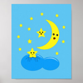 Poster Estrelas fofas e lua no céu !