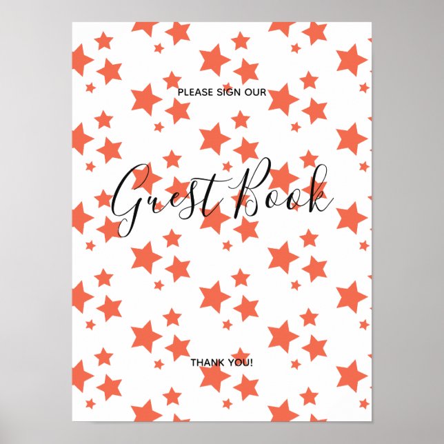 Poster Estrelas laranjas Design moderno Sinal de livro Ca (Frente)