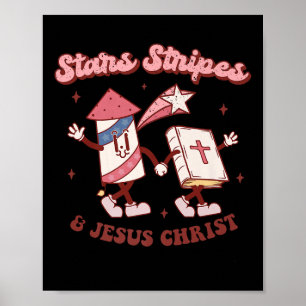 Poster Estrelas Listras Jesus Cristo Cristão 4 de Julho A