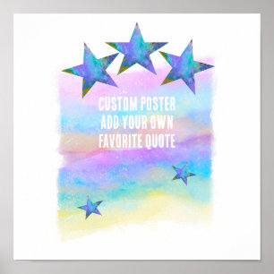 Poster estrelas na arte pastel de aquarela adiciona seu p