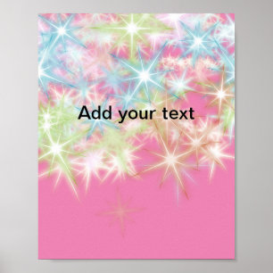 Poster Estrelas simples de brilho rosa vermelho adicione 
